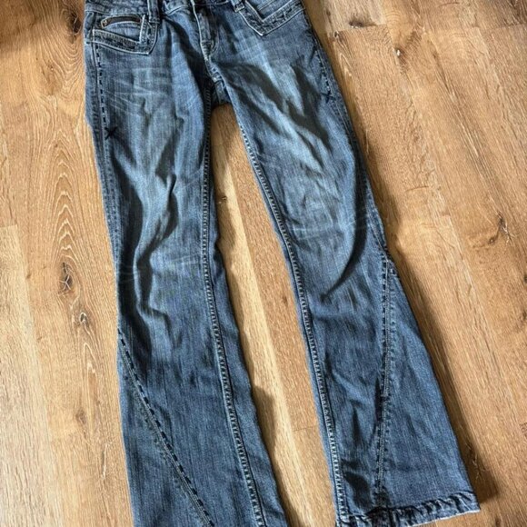 Y2K Vintage 90’s Angel Blue Jeans Low rise, flared Size 7 junior or 28 Waist - Picture 2 of 8